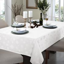Toalha de Mesa de Natal Retangular 8 Lugares Impermeável 1,60 x 2,70 m Branca