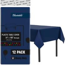 Toalha de mesa de plástico Bluetable descartável azul marinho, pacote com 12