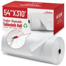 Toalha de mesa de plástico descartável Airbin 310 pés x 54 polegadas branca Toalha de mesa de plástico descartável Airbin 310 pés x 54 polegadas branca