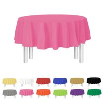 Toalha de mesa de plástico descartável, dimensões de festa: 84 cm, redonda, rosa Toalha de mesa de plástico descartável, dimensões de festa: 84 cm, redonda, rosa