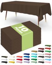 Toalha de mesa de plástico descartável, pacote com 10, 137x274cm, marrom