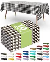 Toalha de mesa de plástico descartável, pacote com 10, 137x274cm, preto/branco