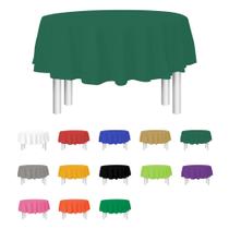Toalha de mesa de plástico: dimensões de festa para mesas redondas: 84 polegadas
