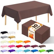 Toalha de mesa de plástico JHDZDHY, pacote com 10, 137x274 cm, marrom Toalha de mesa de plástico JHDZDHY, pacote com 10, 137x274 cm, marrom