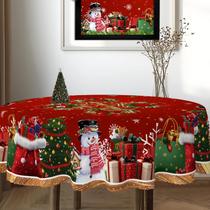 Toalha De Mesa De Poliéster Estampada De Natal Com Adesivos Autoadesivos Para Cozinha, Sala De Estar