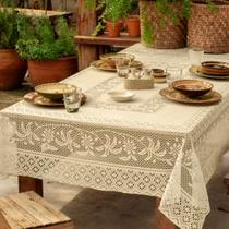 Toalha De Mesa De Renda Quadrada 4 Lugares Coqueiro 1,60x1,60