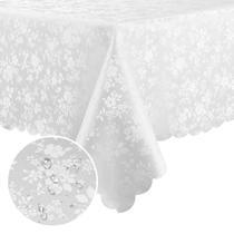 Toalha de mesa de vinil impermeável Smiry para cozinha 152x259cm branca