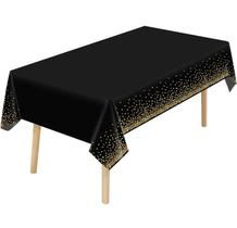 Toalha de mesa decorativa para festa 2.74x 1.37 Preta e Dourada/Toalha festas de aniversario carnaval - Victors Home & Decor