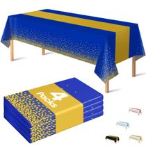 Toalha de Mesa Descartável OHOME 4 Unidades Azul Royal e Dourado 137x274 cm