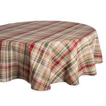Toalha de Mesa DII Give Thanks Xadrez Redonda de Algodão 178 cm