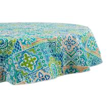 Toalha de mesa DII Spanish Tile Print Vinil 70cm redonda impermeável Toalha de mesa DII Spanish Tile Print Vinil 70cm redonda impermeável