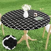 Toalha de mesa elástica impermeável Smiry ajustada em azul redondo de 80-90 cm