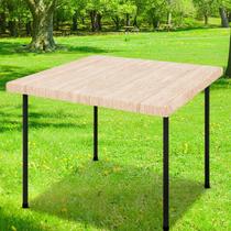 Toalha de mesa elástica impermeável Smiry ajustada em madeira bege de 42x42cm