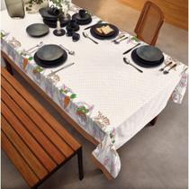 Toalha de Mesa Elegance Retangular 6 Lugares 1,40m x 2,20m Happy Easter Teka