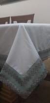 Toalha de mesa em gabardine com barrado de 10 cm Chevron chumbo - Magic