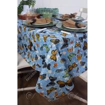 Toalha de Mesa em Gorgurinho Borboletas Azul Toalha de Mesa em Gorgurinho Borboletas Azul
