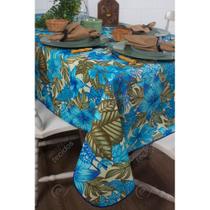 Toalha de Mesa em Gorgurinho Floral Azul
