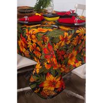 Toalha de Mesa em Gorgurinho Floral Laranja Toalha de Mesa em Gorgurinho Floral Laranja