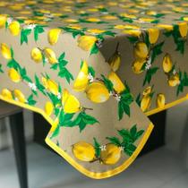 Toalha de Mesa em Gorgurinho Limão Siciliano Fundo Bege Toalha de Mesa em Gorgurinho Limão Siciliano Fundo Bege