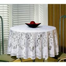 Toalha de Mesa em Renda Jacquard Branca Redonda 1,80m - Beija Flor