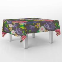 Toalha de Mesa em TNT - 140x220cm - Tipo Chita Preta com Flores - 5 unidades - Best Fest - Rizzo