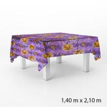 Toalha de Mesa em TNT - Halloween Teias e Abóbora - Roxa - 140 x 220 cm - 1 unidade - Best Fest - Rizzo