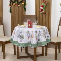 Toalha de Mesa Enfeites de Natal p/ 4 Lugares Redonda 1,40 x 1,40m (Cozinha, Decoração, Sala)