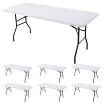 Toalha de mesa Enjoyidea, mesa retangular ajustada de 6 pés, pacote com 6 unidades, branca
