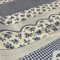 Toalha de Mesa Estampa Florzinha Azul e Branco PVC Térmica 1,40m para Cozinha e Decoração Toalha de Mesa Estampa Florzinha Azul e Branco PVC Térmica 1,40m para Cozinha e Decoração