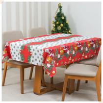 Toalha de Mesa Estampada Brilhare 1 Peça 2,00m x 1,45m 6 Lugares 100% Poliéster Tecido Oxford Natal