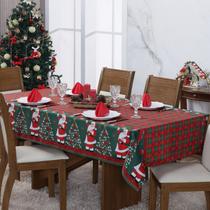 Toalha de Mesa Estampada Papai Noel Ceia Natal 10 Lugares Linda Toalha de Mesa Estampada Papai Noel Ceia Natal 10 Lugares Linda