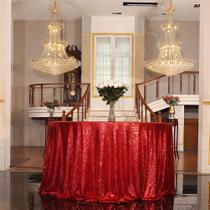 Toalha de mesa Eternal Beauty vermelha com lantejoulas redondas 274cm