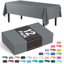 Toalha de mesa Exquisite Premium Plastic 137 cm x 274 cm, prata, pacote com 12