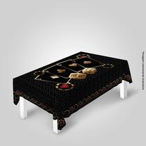 Toalha de Mesa Felpuda Cassino Preto Poker Truco 6 lugares Toalha de Mesa Felpuda Cassino Preto Poker Truco 6 lugares