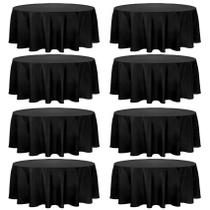 Toalha de mesa Fivenl redonda 229 cm poliéster preta, pacote com 8 Toalha de mesa Fivenl redonda 229 cm poliéster preta, pacote com 8