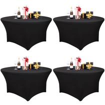 Toalha de Mesa Fixwal 4 Unidades 152 cm Redonda Preta Esticável