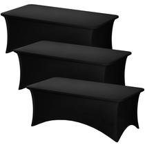 Toalha de mesa Fixwal Black Stretch Spandex Retangular de 8 pés (pacote com 3)