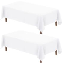 Toalha de mesa Fixwal branca de poliéster 90x132cm para mesa de 6-8 pés Toalha de mesa Fixwal branca de poliéster 90x132cm para mesa de 6-8 pés