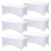 Toalha de mesa Fixwal, pacote com 6, capa de mesa retangular de 6 pés branca