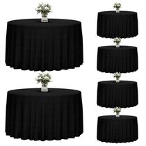 Toalha de mesa Fixwal preta de poliéster 120 cm redonda (pacote com 6) Toalha de mesa Fixwal preta de poliéster 120 cm redonda (pacote com 6)