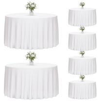 Toalha de mesa Fixwal redonda branca de poliéster 120 cm, pacote com 6 Toalha de mesa Fixwal redonda branca de poliéster 120 cm, pacote com 6