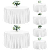 Toalha de mesa Fixwal redonda branca de poliéster 152 cm, pacote com 6 Toalha de mesa Fixwal redonda branca de poliéster 152 cm, pacote com 6