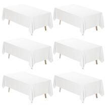 Toalha de mesa Fixwal, tecido de poliéster branco, 152x259cm, pacote com 6 Toalha de mesa Fixwal, tecido de poliéster branco, 152x259cm, pacote com 6