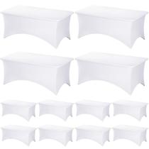 Toalha de mesa Fixwal White Spandex de 6 pés para mesa retangular x12 Toalha de mesa Fixwal White Spandex de 6 pés para mesa retangular x12