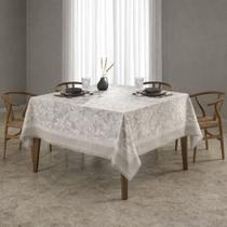 Toalha de Mesa Floral Bege Quadrada 8 Lugares Alana Dohler