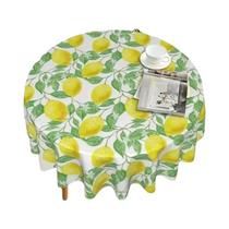Toalha De Mesa Floral Em Aquarela Boho Com Folhas De Limão, Resistente a Manchas, Impermeável E