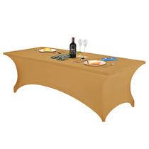 Toalha de mesa FORLIFE retangular de elastano 8 pés dourada