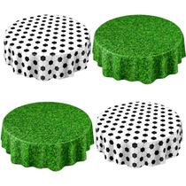 Toalha de mesa Funnymoom Soccer de 84 polegadas de plástico redonda, pacote com 4