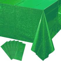 Toalha de mesa FunnyPars de plástico verde iridescente, pacote com 6, 137x274cm Toalha de mesa FunnyPars de plástico verde iridescente, pacote com 6, 137x274cm