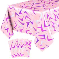 Toalha de Mesa Gilprop 4pcs Rosa com Estampa Roxa de Raio 274x137cm